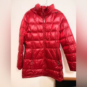 Calvin Klein Red Puffer Coat Medium
